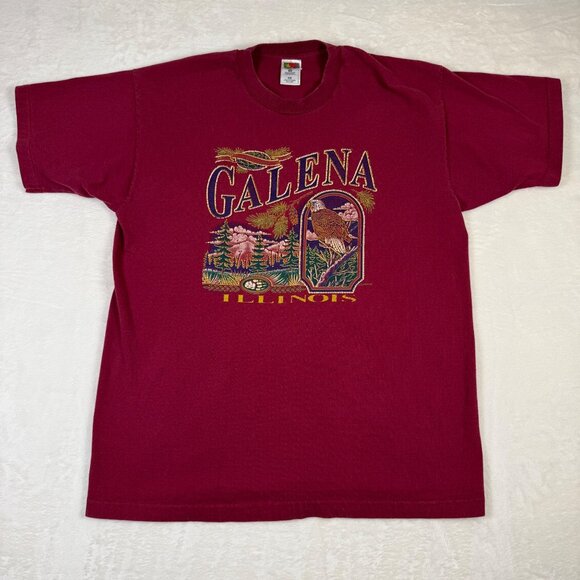 Vintage Galena Illinois Graphic T-Shirt Red Unisex XL Single Stitch Eagle Travel - Picture 1 of 7